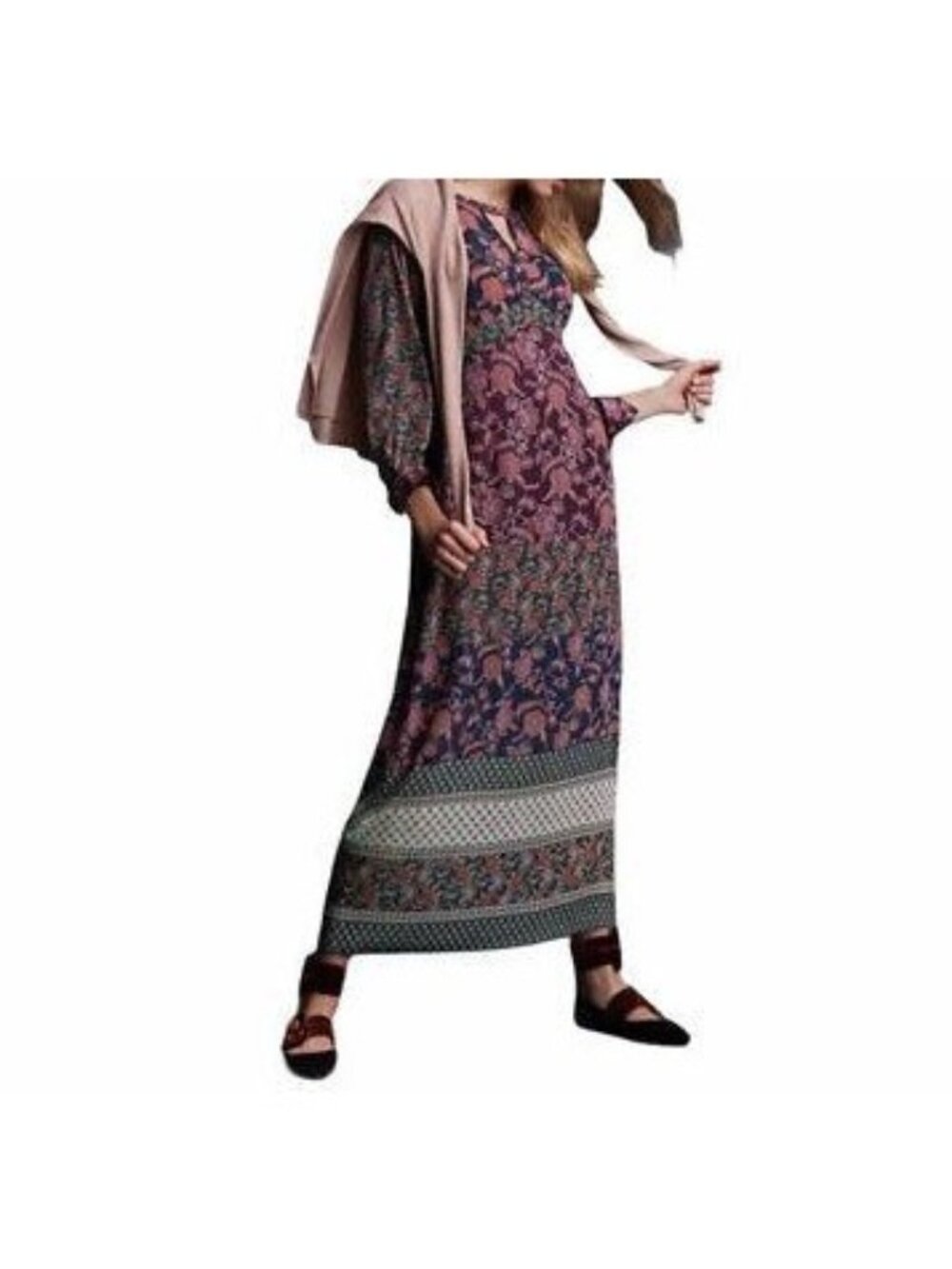 Cabi Maxi Dress Retro Flower Boho Print Size Medium